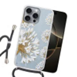Illustratie - Bloemen - Blauw Hoesje iPhone 16 Pro Max met koord klein -sfeer1
