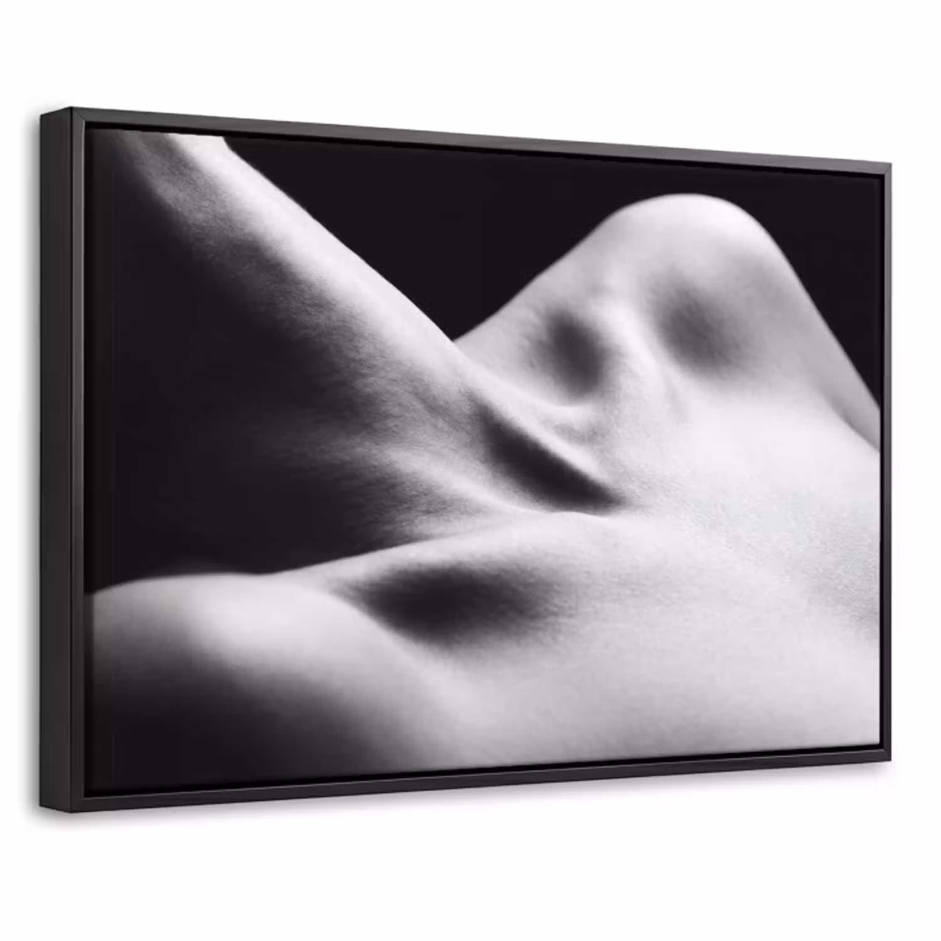 Lichaam - Vormen - Abstract - Zwart - Wit - Sensueel Canvas met baklijst klein -threedimensional_3d_global