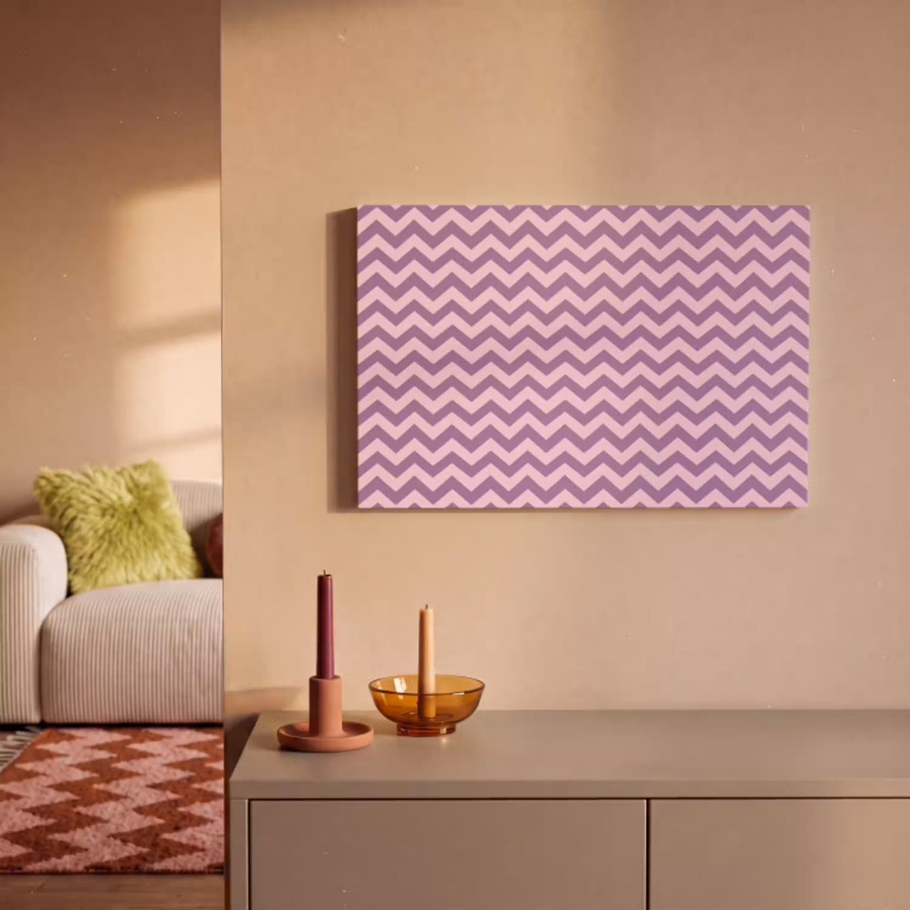 Paars - Roze - Geometrisch - Chevron - Zigzag - Patroon canvas 2cm klein 34 -sfeer1