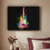 Gitaar - Kleurrijk - Verf Textielframe zwart klein -sfeer1
