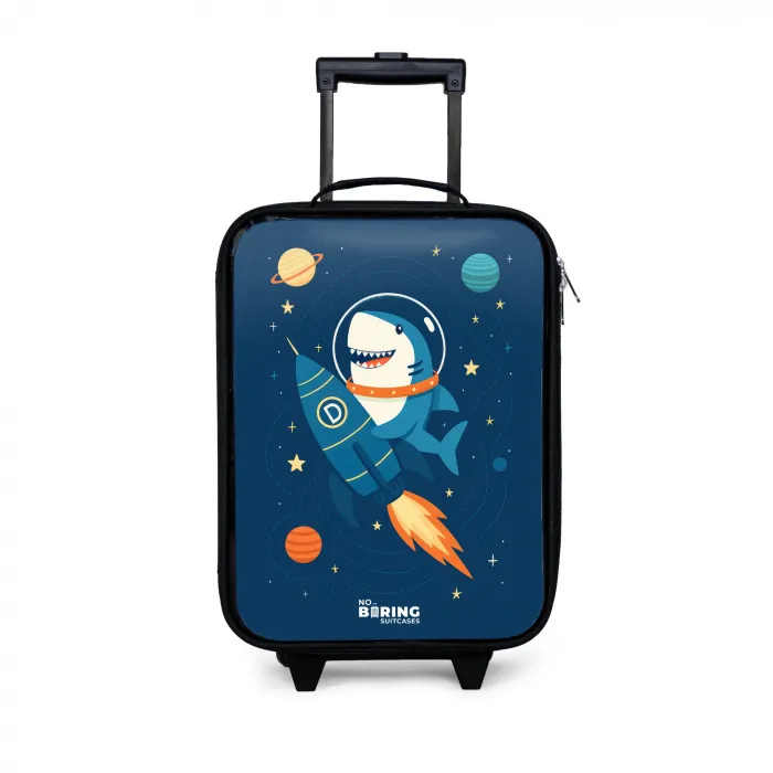 Dier - Ruimte - Planeet - Raket Kinderkoffer - Zwart klein -3d
