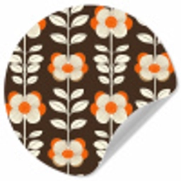 Bloemen - Retro - Bruin Wandcirkel behangsticker klein 186 -3d
