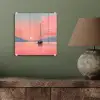 Zeilboot - Roze zee - Zonsondergang - Bergen plexiglas 5mm klein -sfeer3