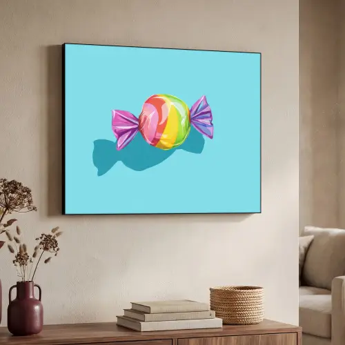 Blauw - Snoep - Regenboog Textielframe zwart klein -sfeer3