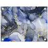 Marmer - Goud - Abstract - Blauw tuinposter los doek klein -3d