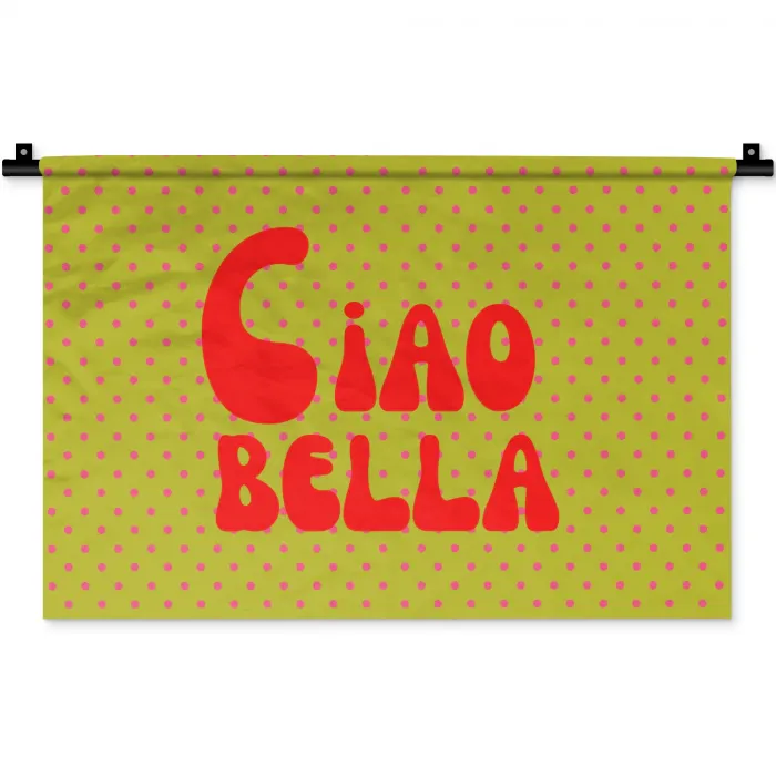 Ciao bella - Rood - Groen - Stippen Wandkleed katoen klein -zz3d