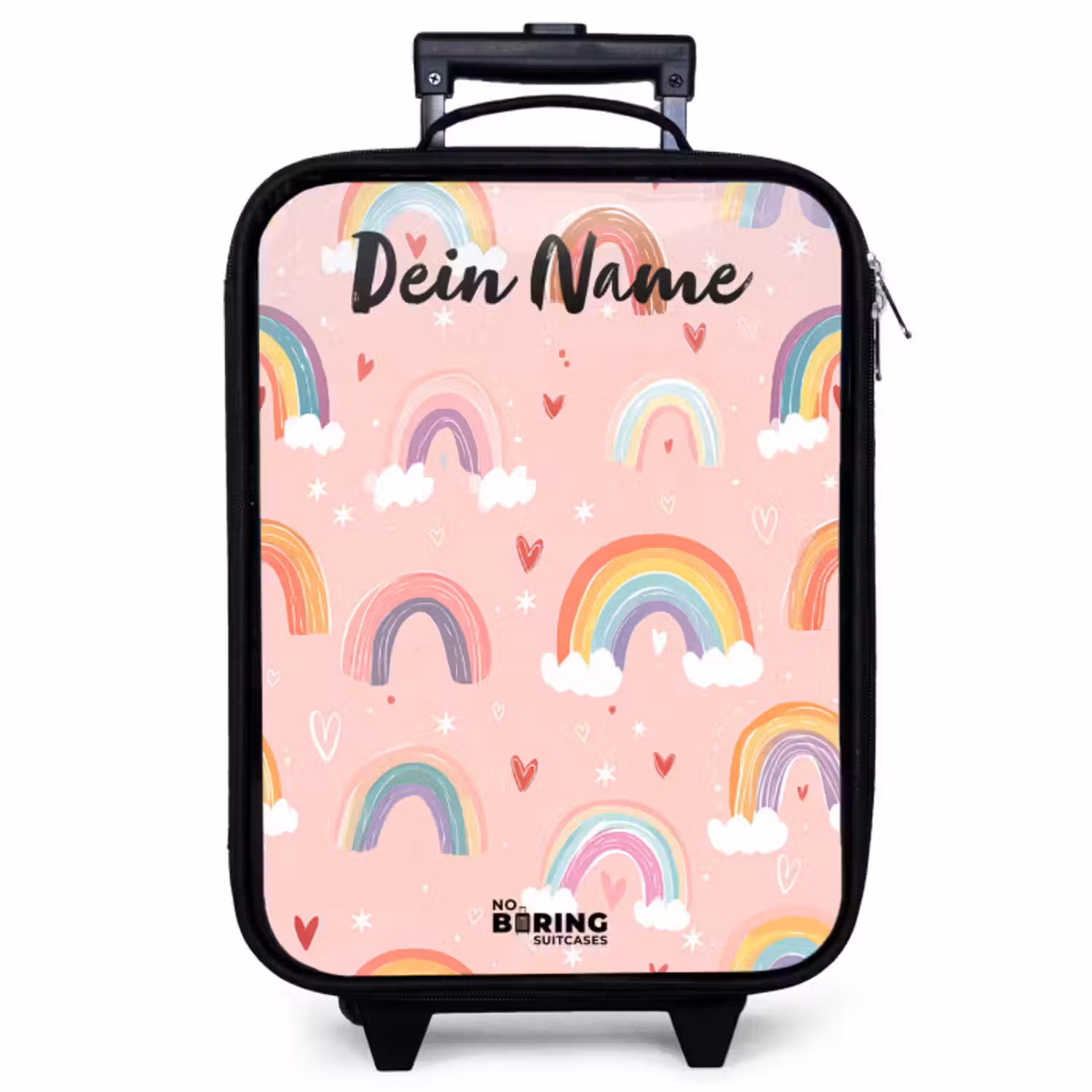 Kinderkoffer mit Name - Regenbogen - Muster - Pastell