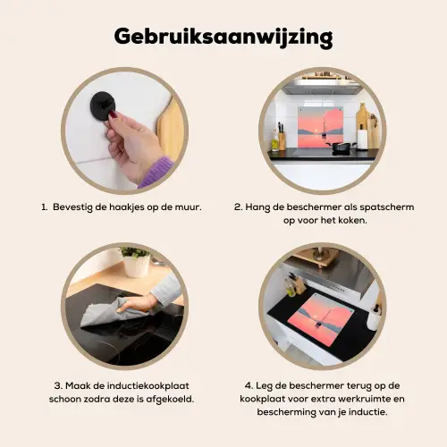 Zeilboot - Roze zee - Zonsondergang - Bergen Inductie beschemer met haakjes middel -ky-gebruik-nl