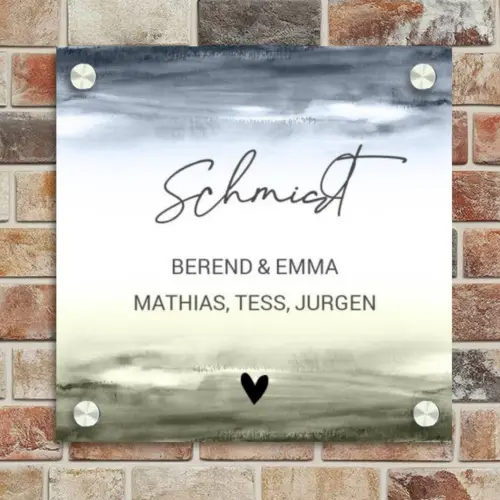 Aquarelachtergrond - Sierlijk Naambord Vierkant klein -sfeer2