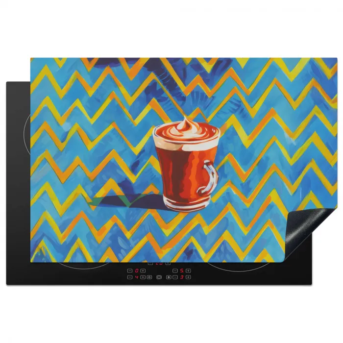 Mok - Koffie - Zigzag - Slagroom Inductie beschermer vinyl 3mm klein -3d