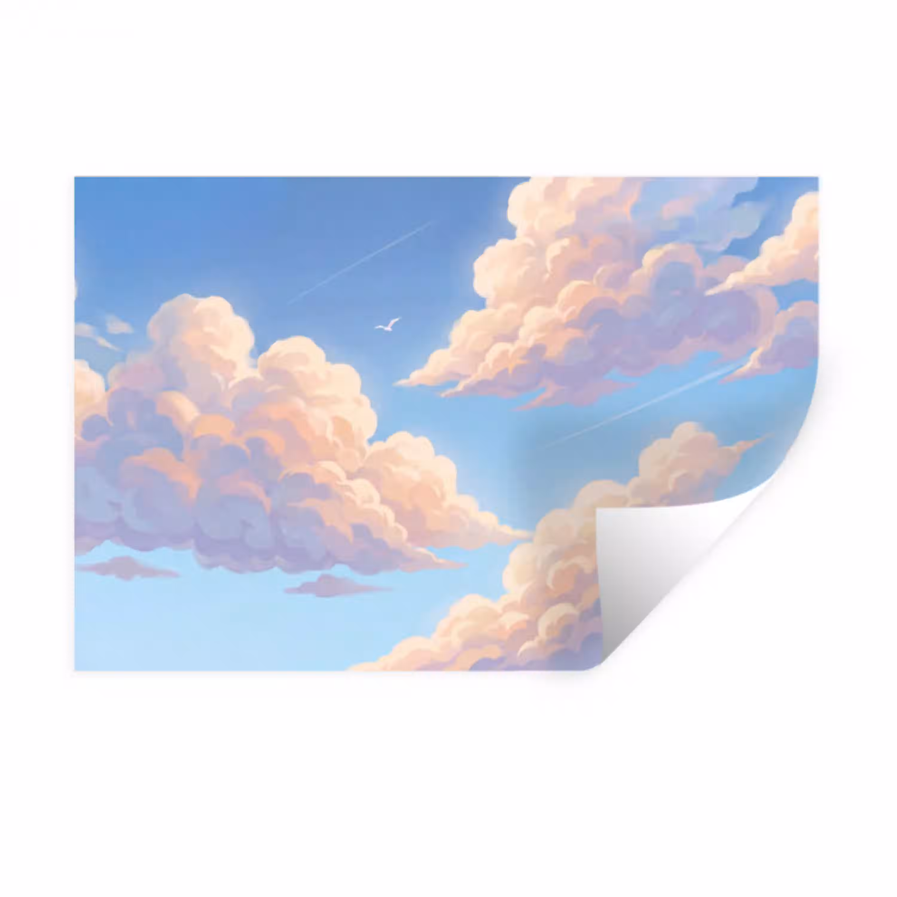 Wolken - Lucht - Natuur - Blauw Muursticker klein -3d