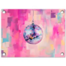 Discobal - Pink - Verf tuinposter los doek klein -3d