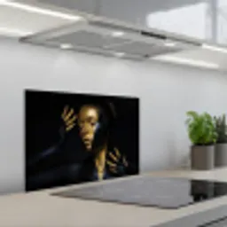 Make up - Kunst - Vrouw - Luxe - Goud keuken achterwand spatscherm klein -3d_schuin