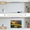 Bloemenveld - Heuvels - Zonsondergang - Berg - Natuur - Wit - Heuvels keuken achterwand spatscherm klein -voor_na_NL