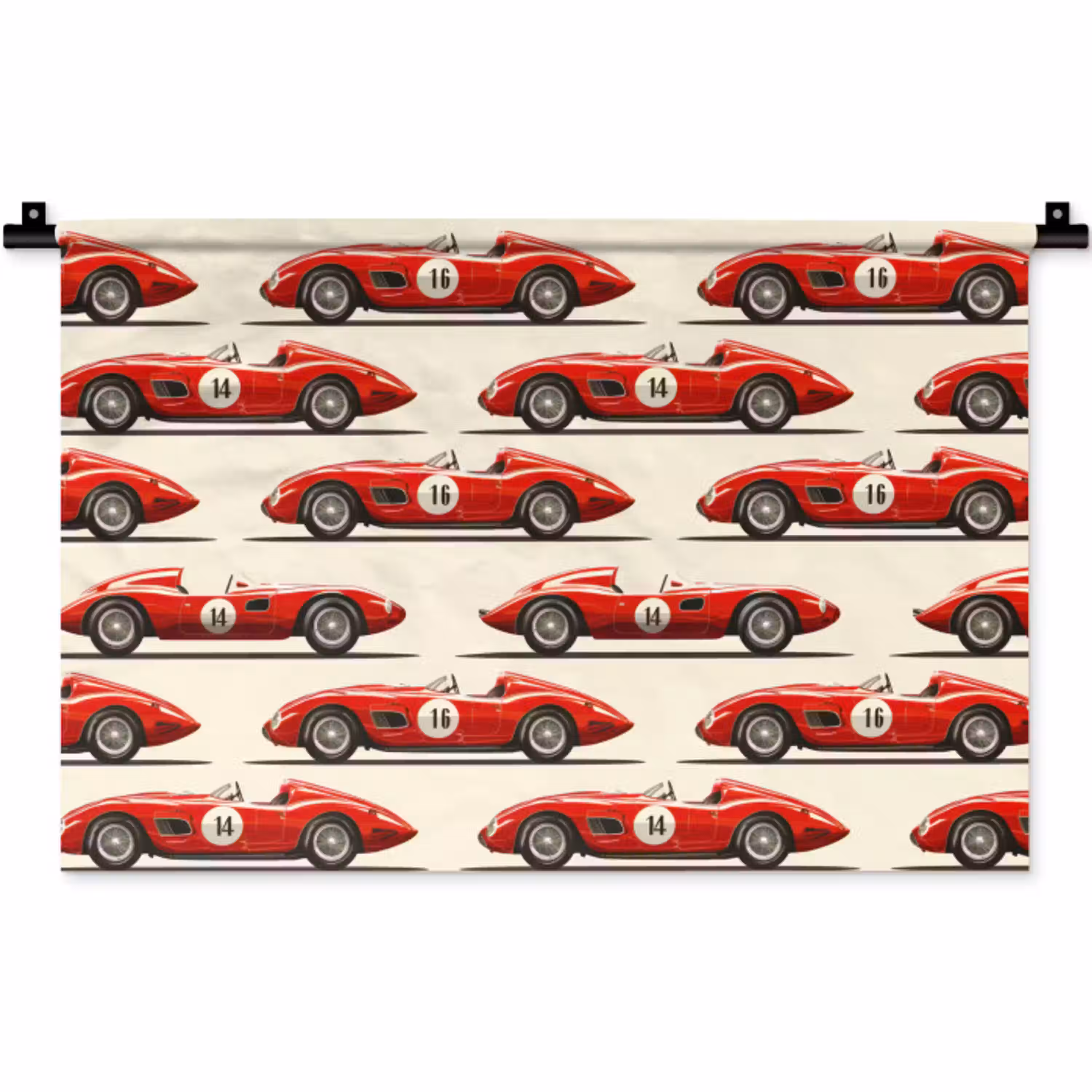 Raceauto - Retro - Rood Wandkleed katoen klein 269 -zz3d