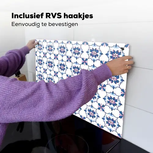 Modern - Patroon - Blauw - Roze Inductie beschemer met haakjes klein 777 -ky-ophangen-nl