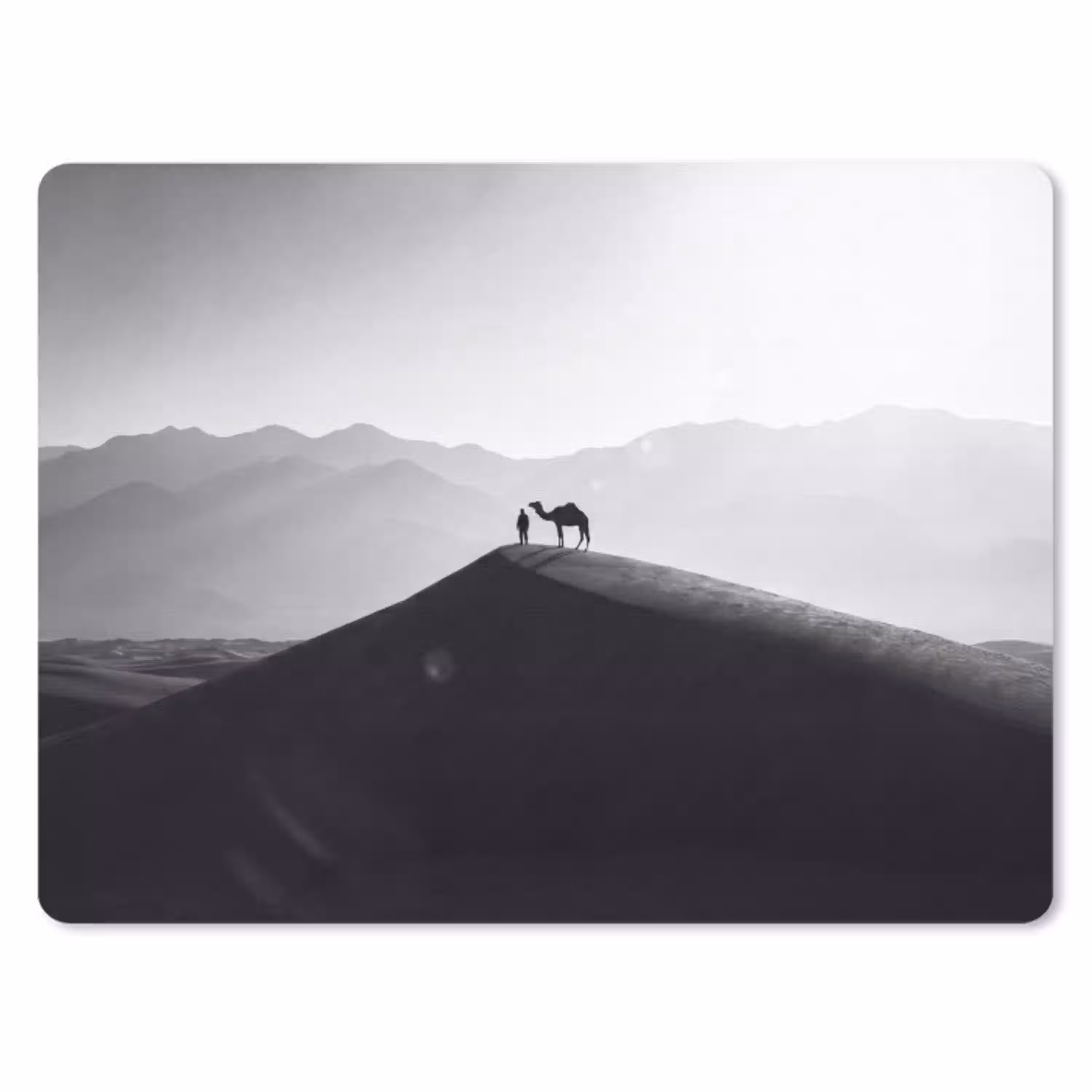 Mens - Kameel - Zandduin - Natuur - Monochroom muismat rubber klein -3d