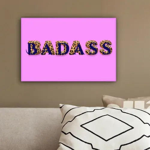 Felroze - Badass - Panterprint - Schaduw canvas 2cm klein -sfeer3