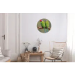 Papagaai - Tak - Natuur - Kleurrijk Wandcirkel aluminium klein -woonkamer