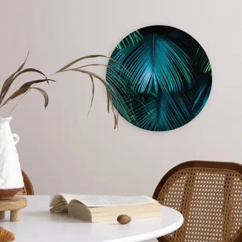 Inductie beschermer - Inductie afdekplaat - Tropical - Jungle - Bladeren - Groen Wandcirkel plexiglas klein -sfeer4