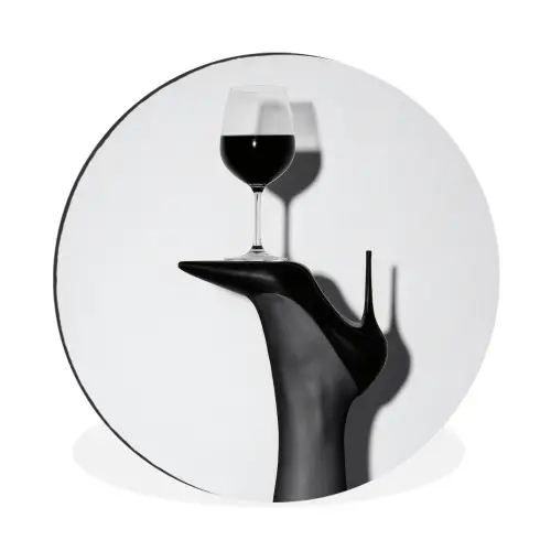 Hak - Wijn - Minimalistisch - Zwart Wandcirkel aluminium klein -3d