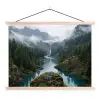 Waterval - Bomen - Bergen textielposter latten blank klein -3d