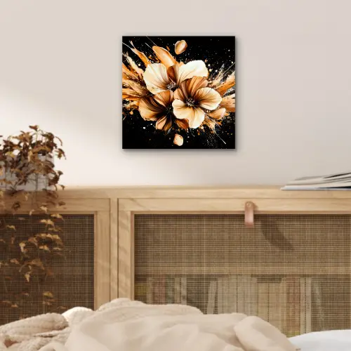 Bloemen - Goud - Graffiti - Zwart - Abstract aluminium wit klein -sfeer3