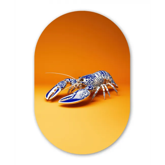 Muurovaal aluminium - Kreeft - Delftsblauw - Schild - Stoer - Oranje
