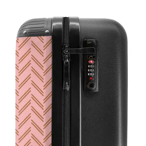 Visgraatmotief met roze en bruintinten NBS - Handbagage koffer - Kinderen Unisex middel -slot