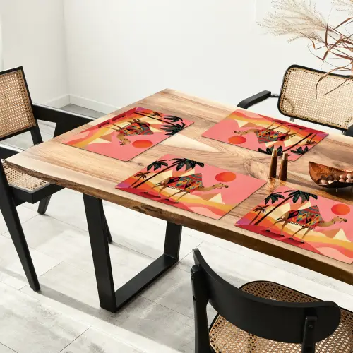 Kameel - Pyramides - Rode zon Placemat vinyl groot -zzsfeer4_Kitchenyeah-website