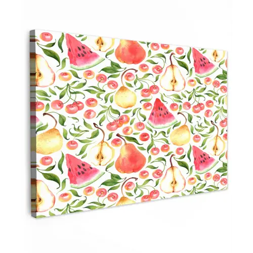 Fruit - Watermeloen - Kersen - Peer Tuinposter op houten frame 2 cm dik klein 845 -3d