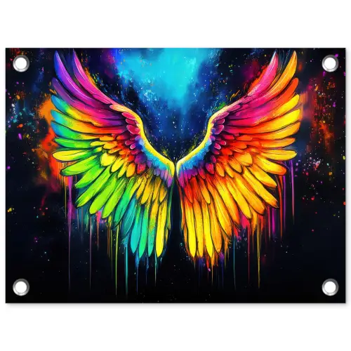 Regenboogkleuren - Vleugels - Magisch tuinposter los doek klein -3d