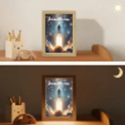 Ruimtevaart - Raket - Space - Sterren Light Box met kabel (Kinderlampje) klein -sfeer3_kind