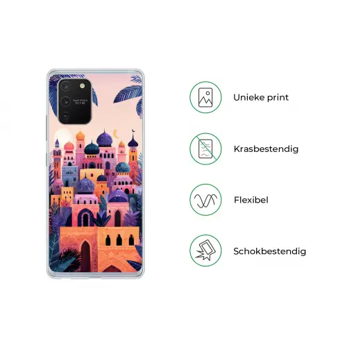 Kleurrijke stad - Zon - Islamitisch Telefoonhoesje Samsung Galaxy S10 Lite klein -specsS10Lite