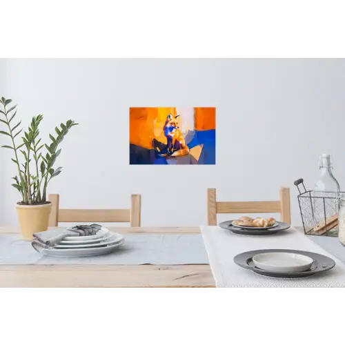 Vos - Oranje - Vormen - Abstract Muursticker klein -eettafel