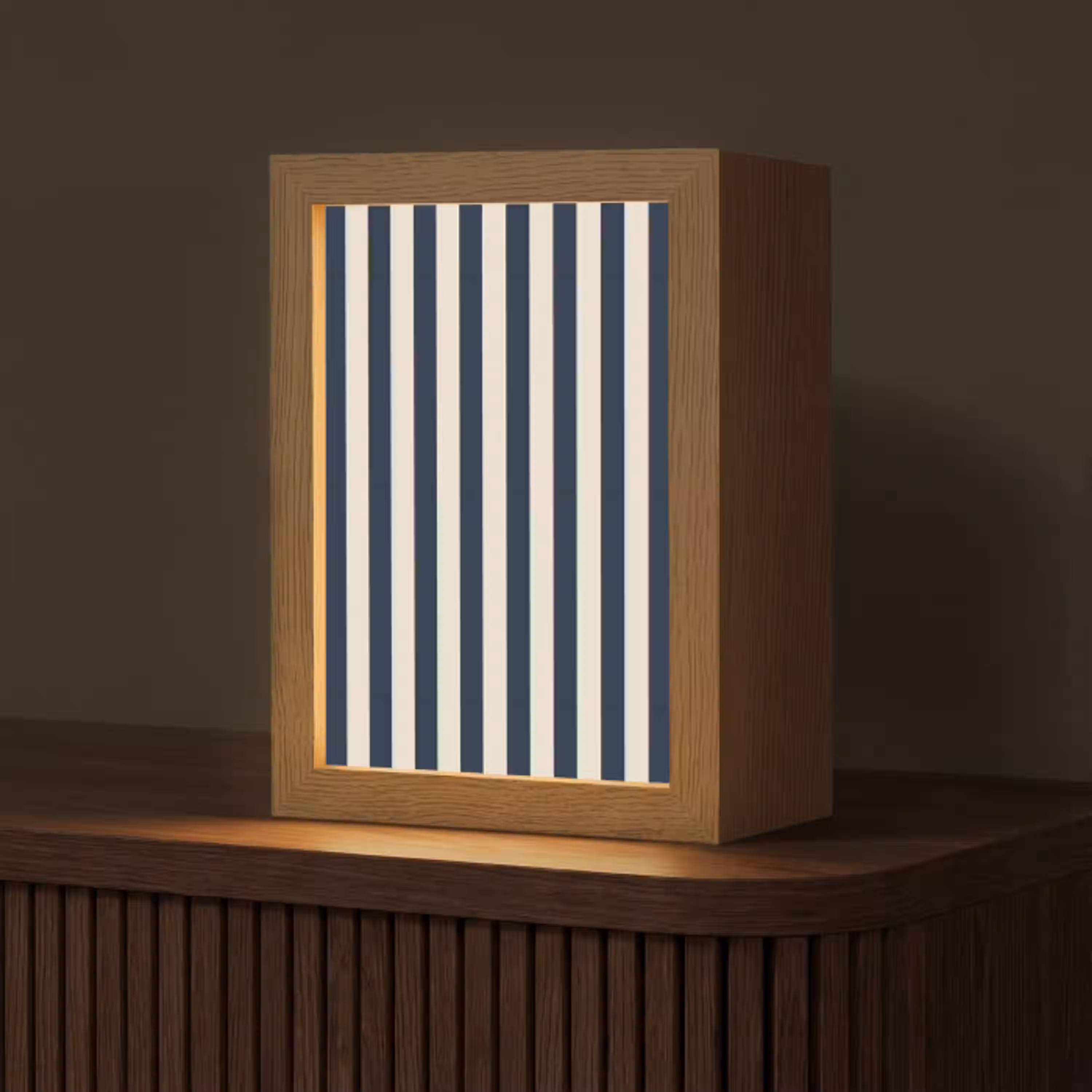 Verticale strepen - Blauw - Crème Light Box met kabel (Tafellamp) klein 925 -z3d_website