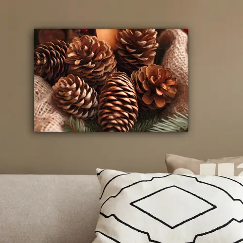 Dennenappels - Boom - Winter - Natuur - Bruin canvas 2cm klein -sfeer3