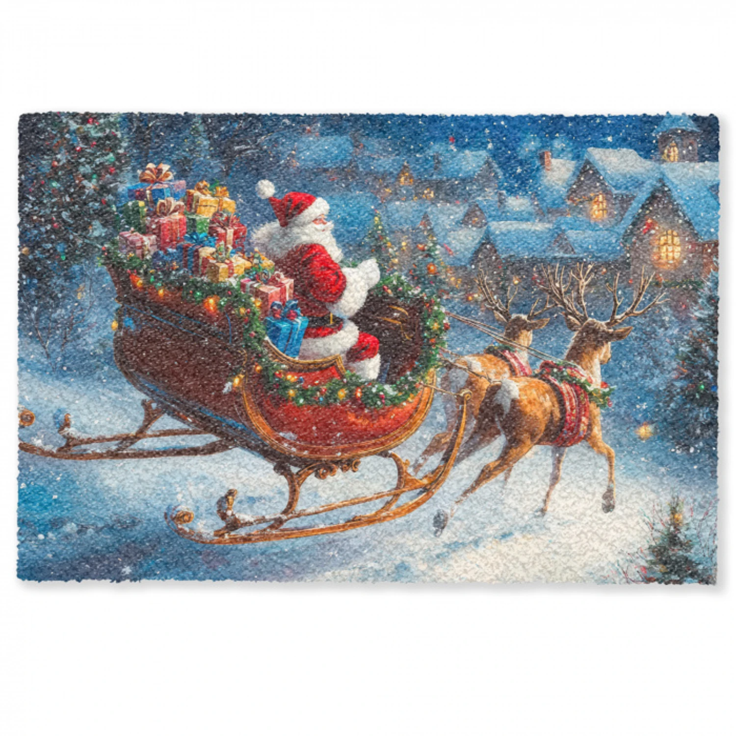 Kerstman - Rendier - Kerst - Sneeuw Deurmat klein -zkaufland3d