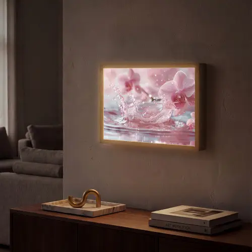 Abstract - Modern - Water - Orchidee Light Box met batterij (Wandlamp) middel -sfeer1