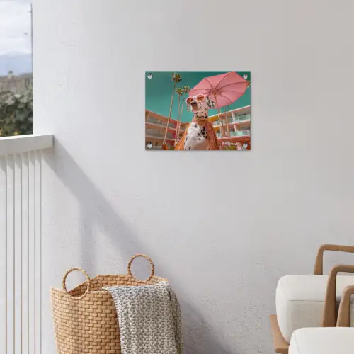 Dalmatiër - Zonnebril - Parasol - Roze tuinposter los doek klein -sfeer8