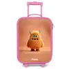 Oranje Pluizig Monster met Hoorns Kinderkoffer - Roze klein -zz3dotto