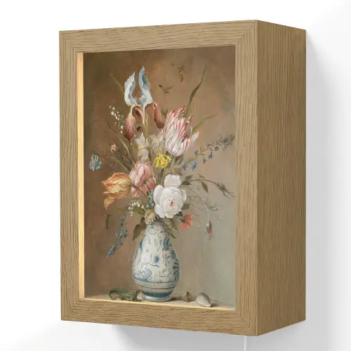 Bloemstilleven - Balthasar van der Ast - Oude Meesters Light Box met kabel (Wandlamp) klein -3d