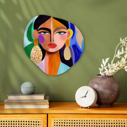 Portret - Vrouw - Modern Wandcirkel Organisch Forex 3mm klein -sfeer2
