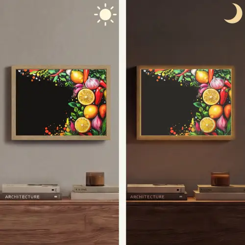 Citroenen - Peper - Kruiden - Graffiti - Verf - Abstract Light Box met batterij (Wandlamp) middel -sfeer3