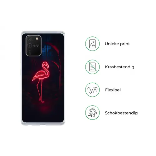 Flamingo - Roze - Neon - Licht Telefoonhoesje Samsung Galaxy S10 Lite klein -specsS10Lite