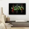 Chilipepers - Basilicum - Blaadjes - Rood canvas 2cm klein -sfeer6