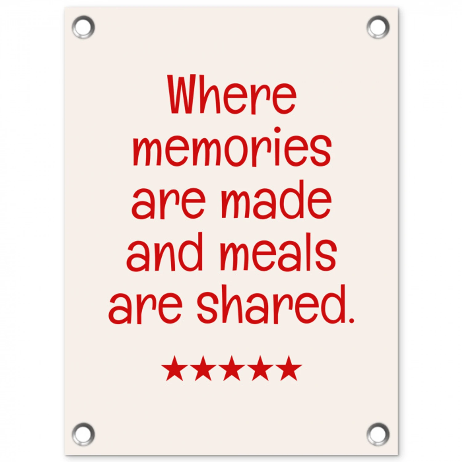 Quote - Sterren - Rood - Memories tuinposter los doek klein -3d