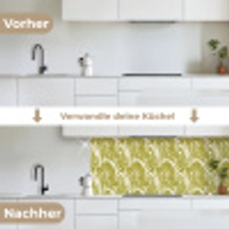 Palmblad - Patroon - Groen keuken achterwand 2 middel 871 -voor-na_DE