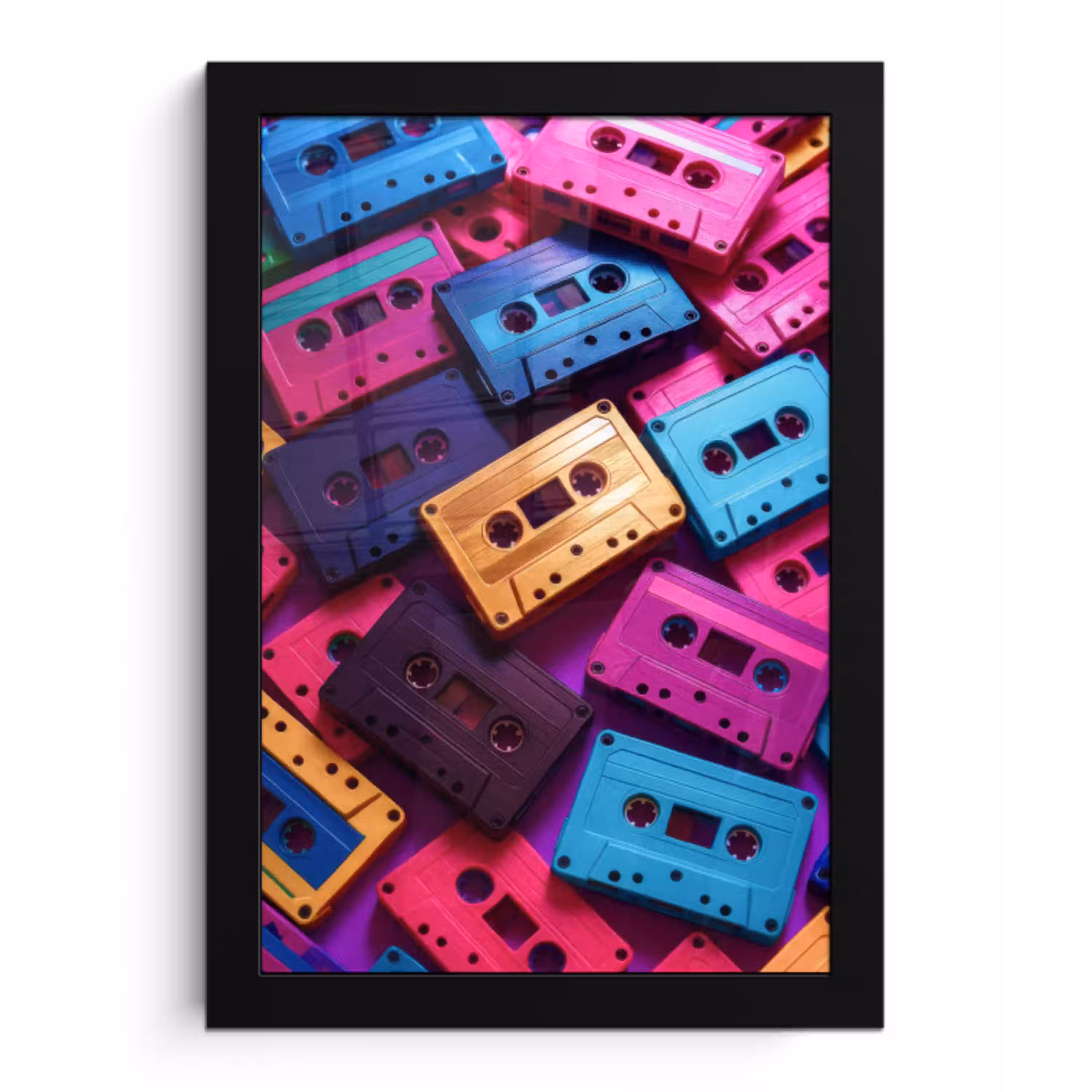 Cassetteband - Kleurrijk - Energiek fotolijst zwart zonder passe partout klein -3d