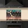 Abstract - Kubus - Goud - Patronen - Luxe keuken achterwand spatscherm klein -sfeer1